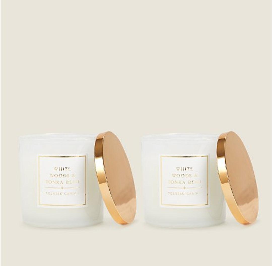 GH White Woods & Tonka Bean 2 Wick Jumbo Candle - (380g)