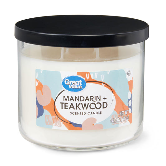 Mandarin & Teakwood 3 Wick Scented Candle - (396g)