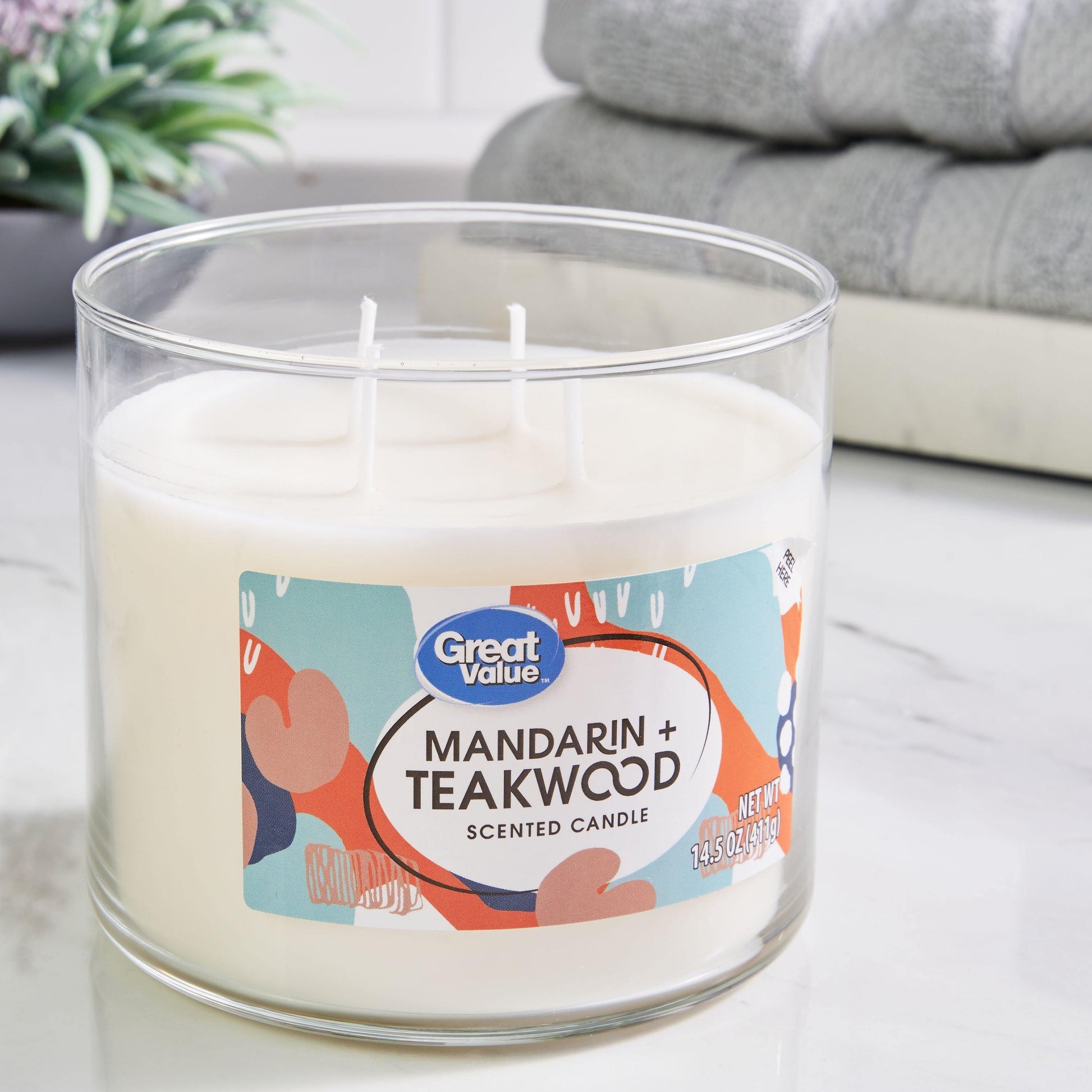 Mandarin & Teakwood 3 Wick Scented Candle - (396g)