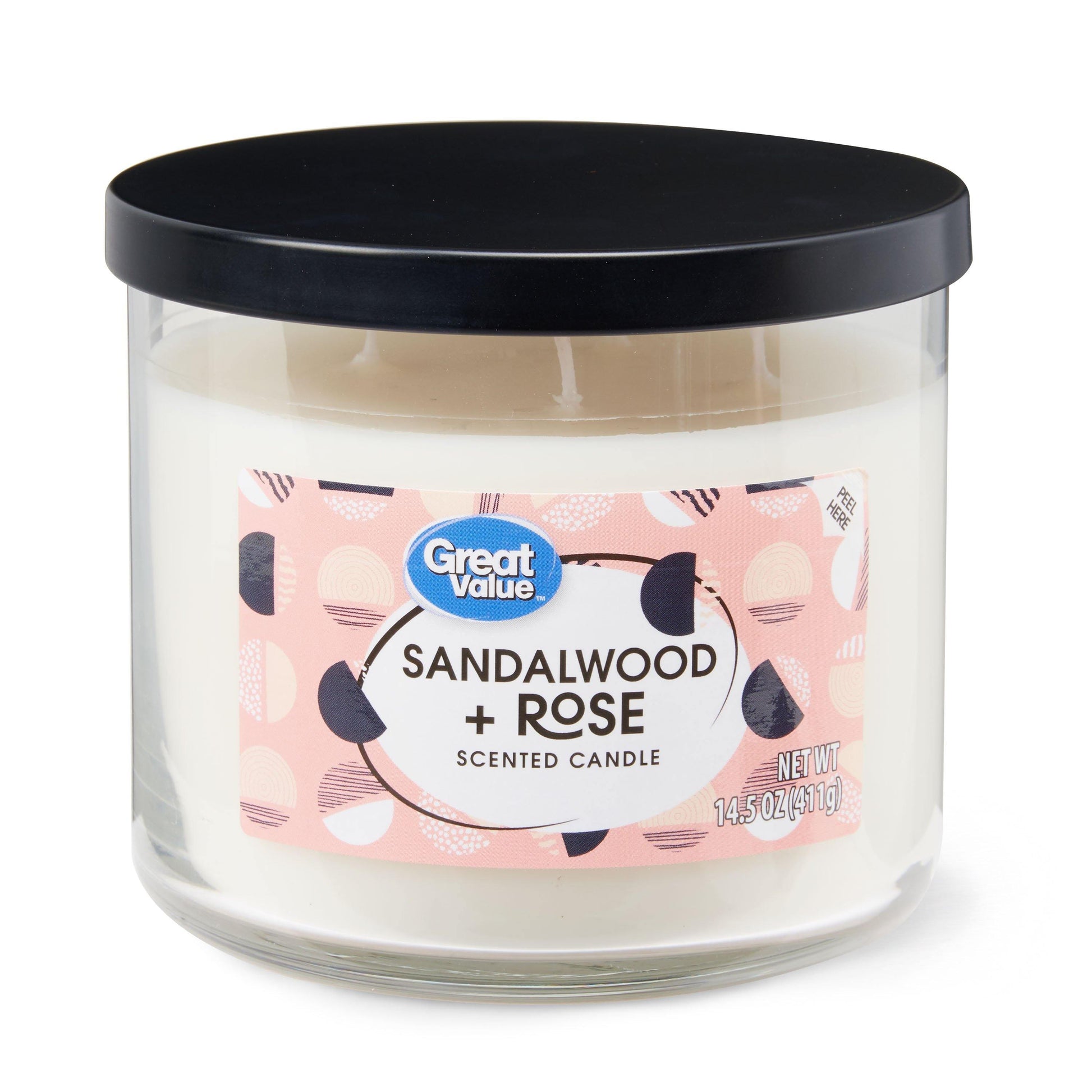 Sandalwood & Rose Scented Scented 3 Wick Candle - (396g)